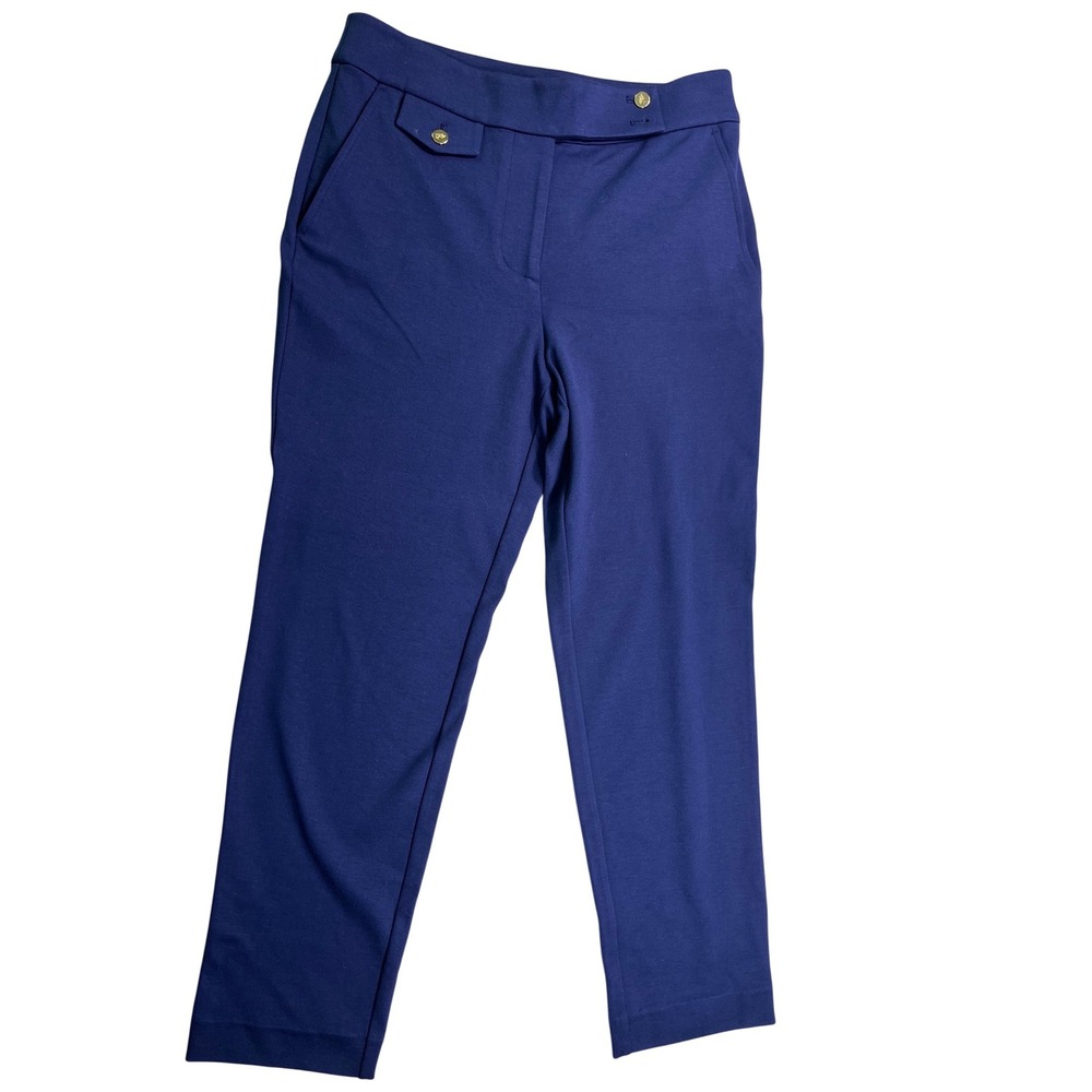 Lauren Ralph Lauren Petite Medium Blue Pull On Dress Pants Gold Button‎ Stretch